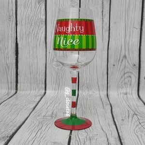 Burton Red and Green Naughty-Nice Fill Line Wine Glass